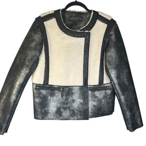 Donna Saylers Fabulous Fur Faux Suede Moto Jacket. Metallic. Size M.